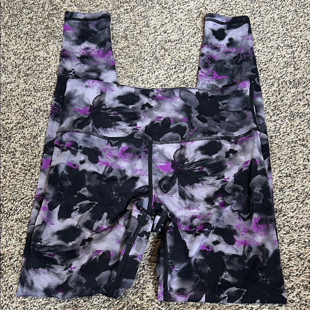 ZYIA Active Purple and Gray Patterned Leggings